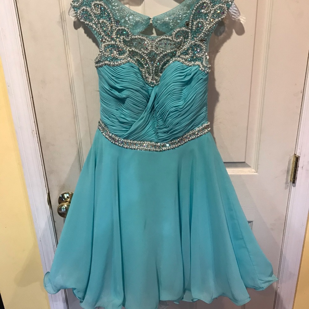 Size medium light turquoise blue cocktail dress